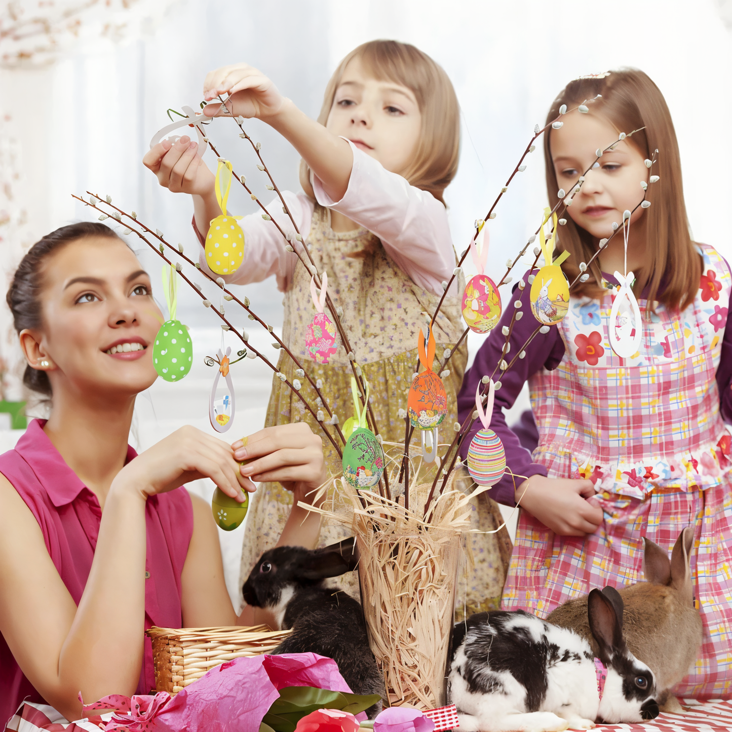 Frendorf | Faux Ostereier - 12pcs Bunte Künstliche Eier Hängende Osterdeko