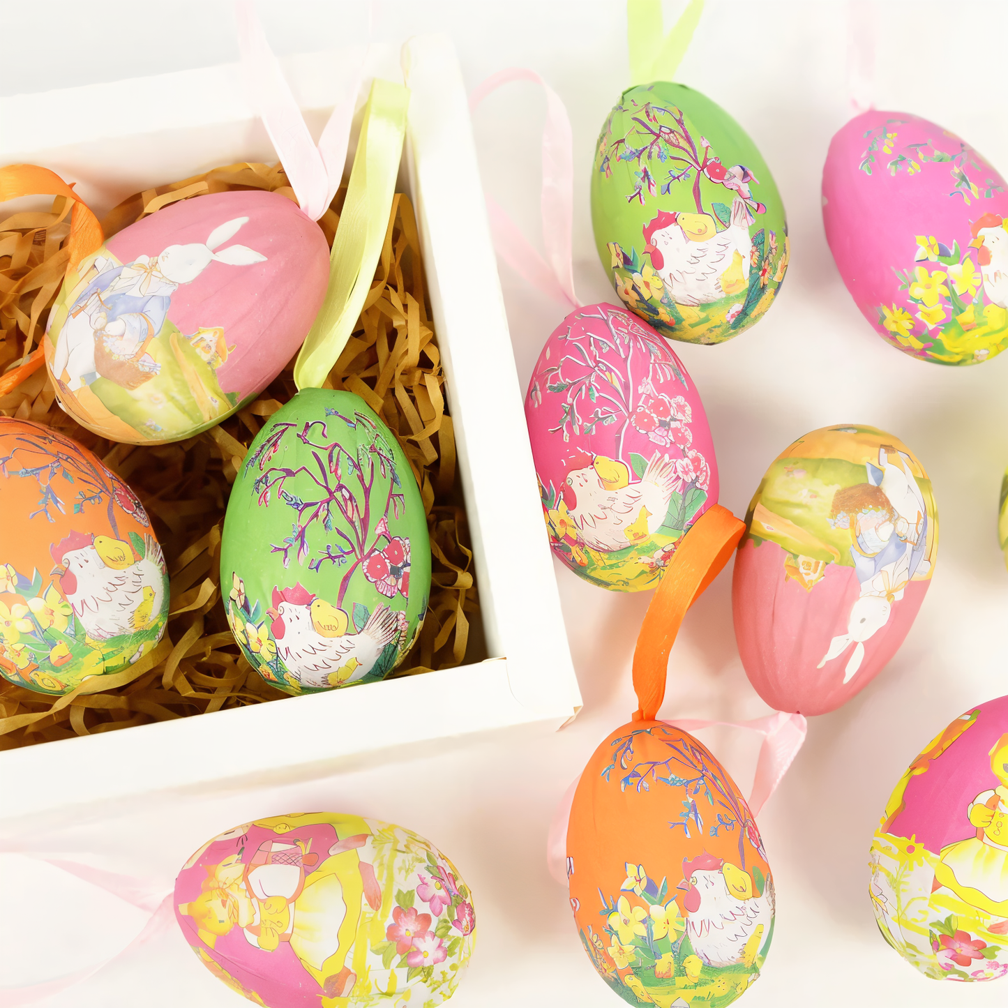 Frendorf | Faux Ostereier - 12pcs Bunte Künstliche Eier Hängende Osterdeko
