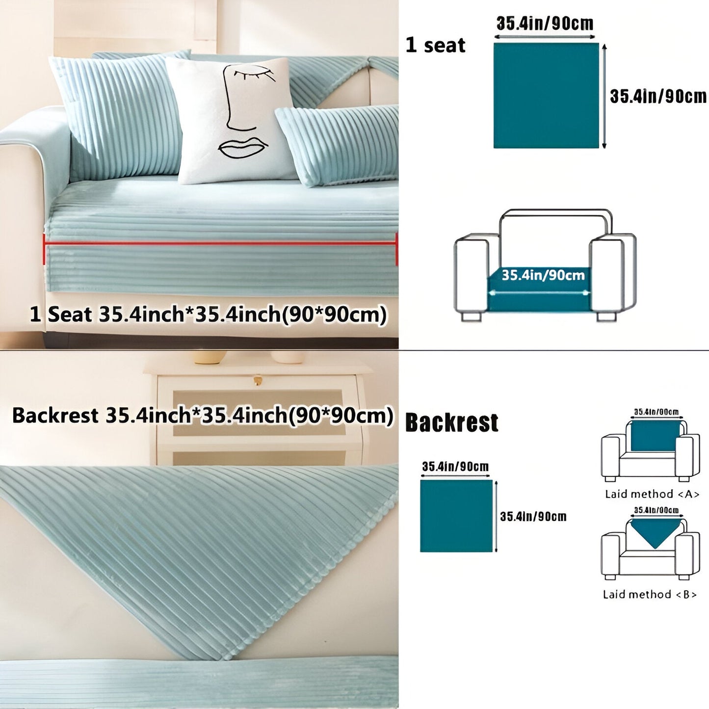 FiberWrap Sofa Bezug - Gestreifter Dicker Plüsch, Kratzfest und Rutschfest Sofa Schutz