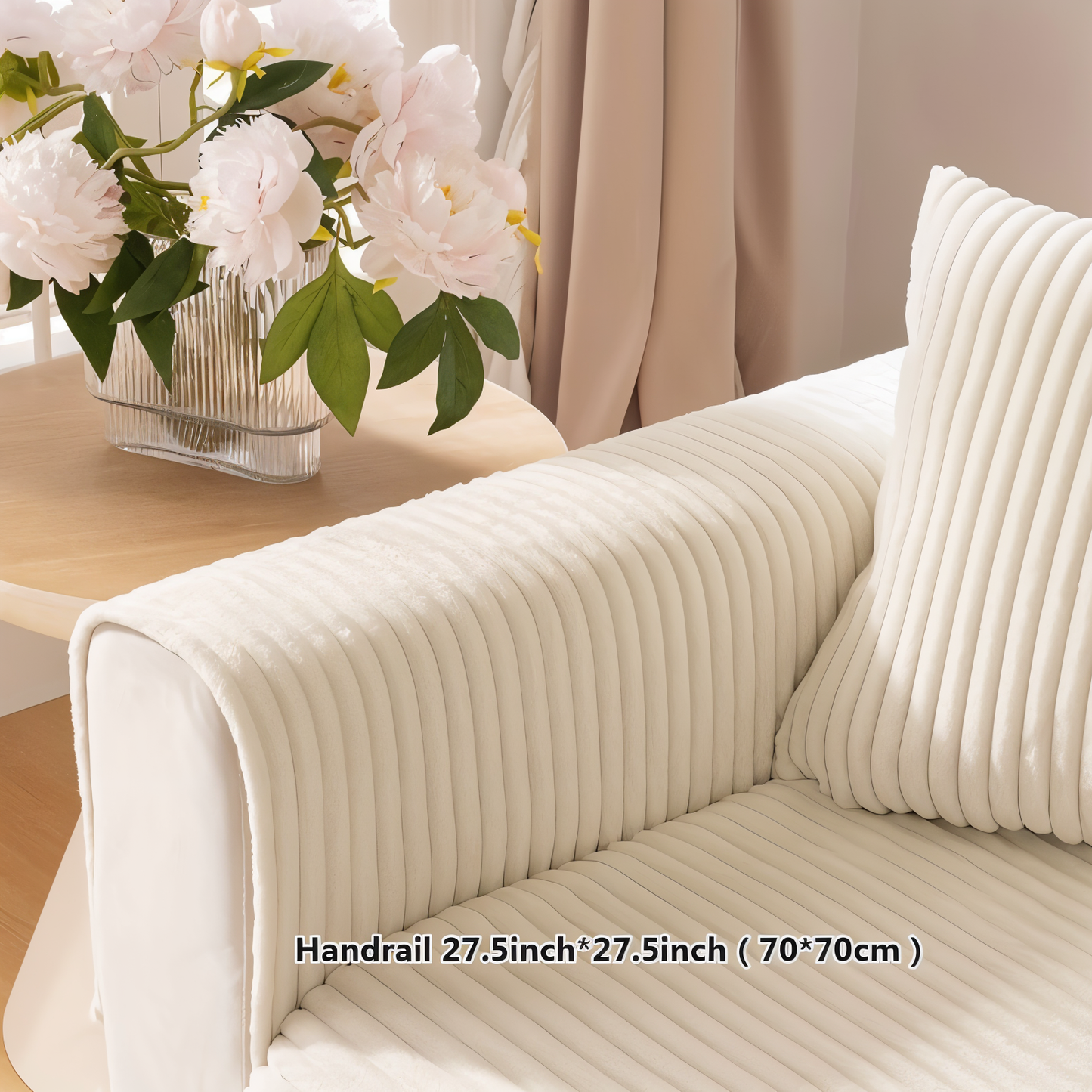 FiberWrap Sofa Bezug - Gestreifter Dicker Plüsch, Kratzfest und Rutschfest Sofa Schutz