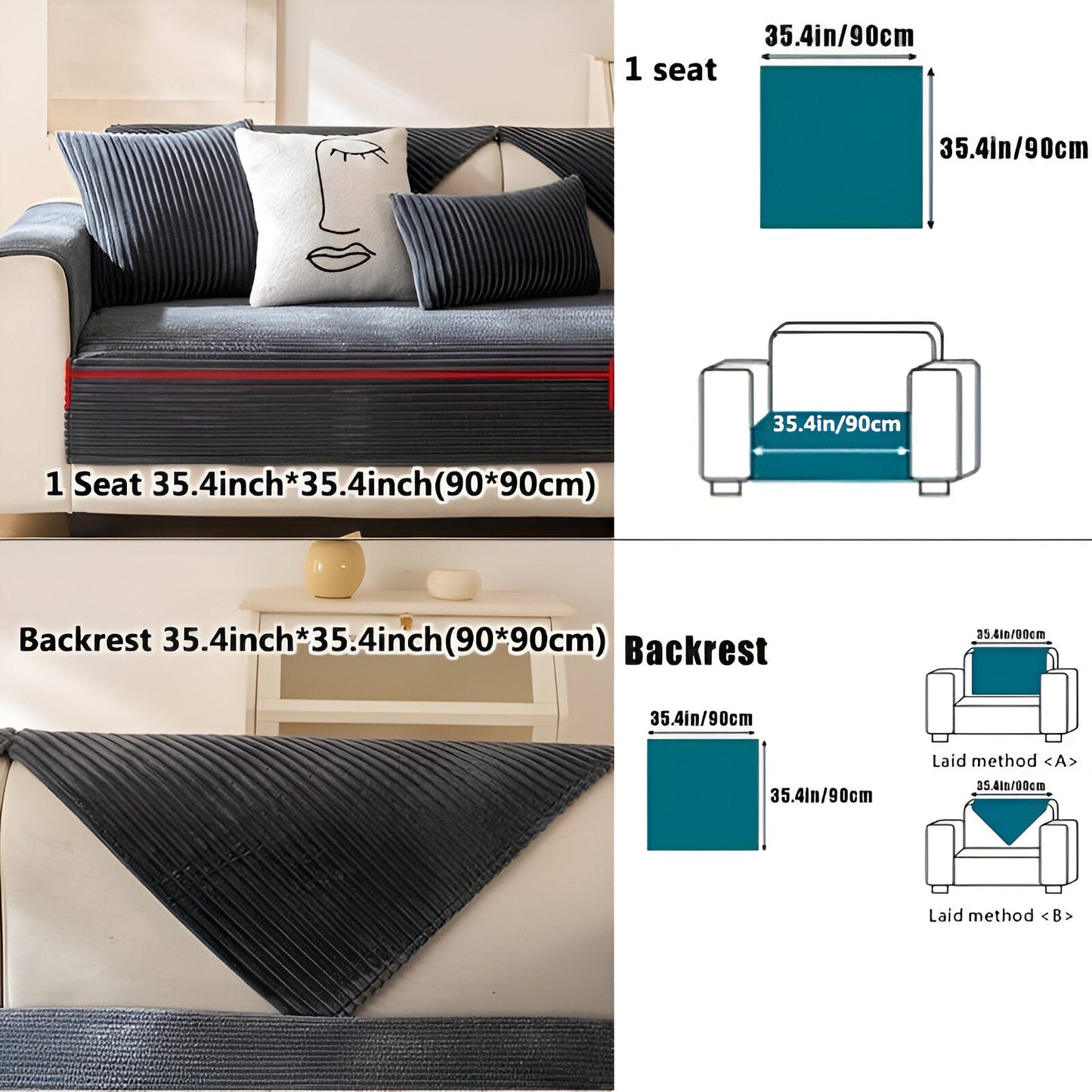 FiberWrap Sofa Bezug - Gestreifter Dicker Plüsch, Kratzfest und Rutschfest Sofa Schutz