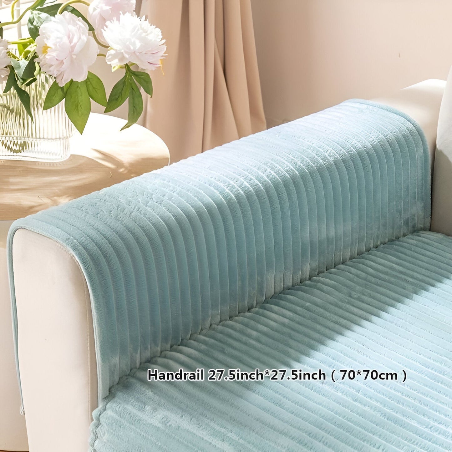 FiberWrap Sofa Bezug - Gestreifter Dicker Plüsch, Kratzfest und Rutschfest Sofa Schutz