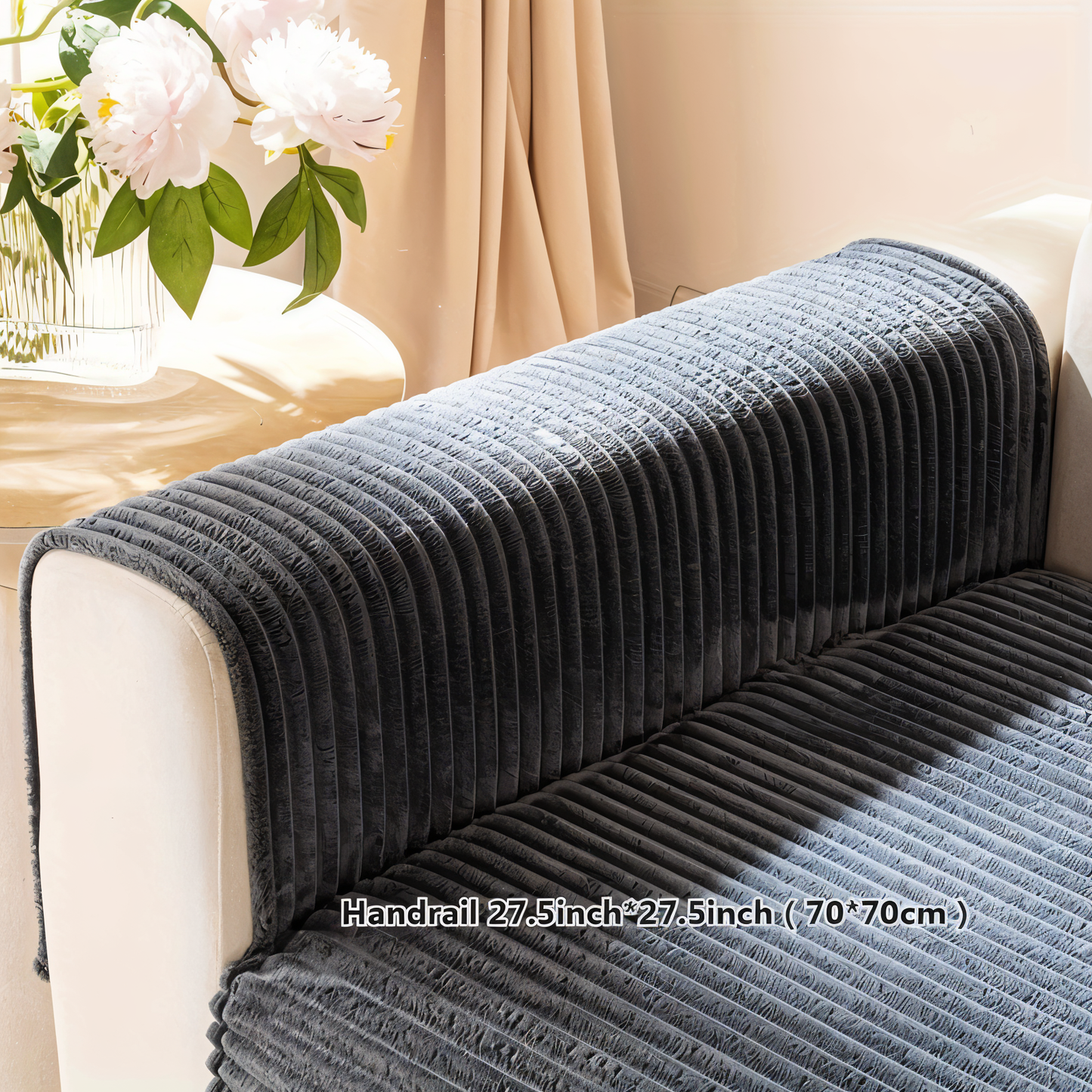 FiberWrap Sofa Bezug - Gestreifter Dicker Plüsch, Kratzfest und Rutschfest Sofa Schutz