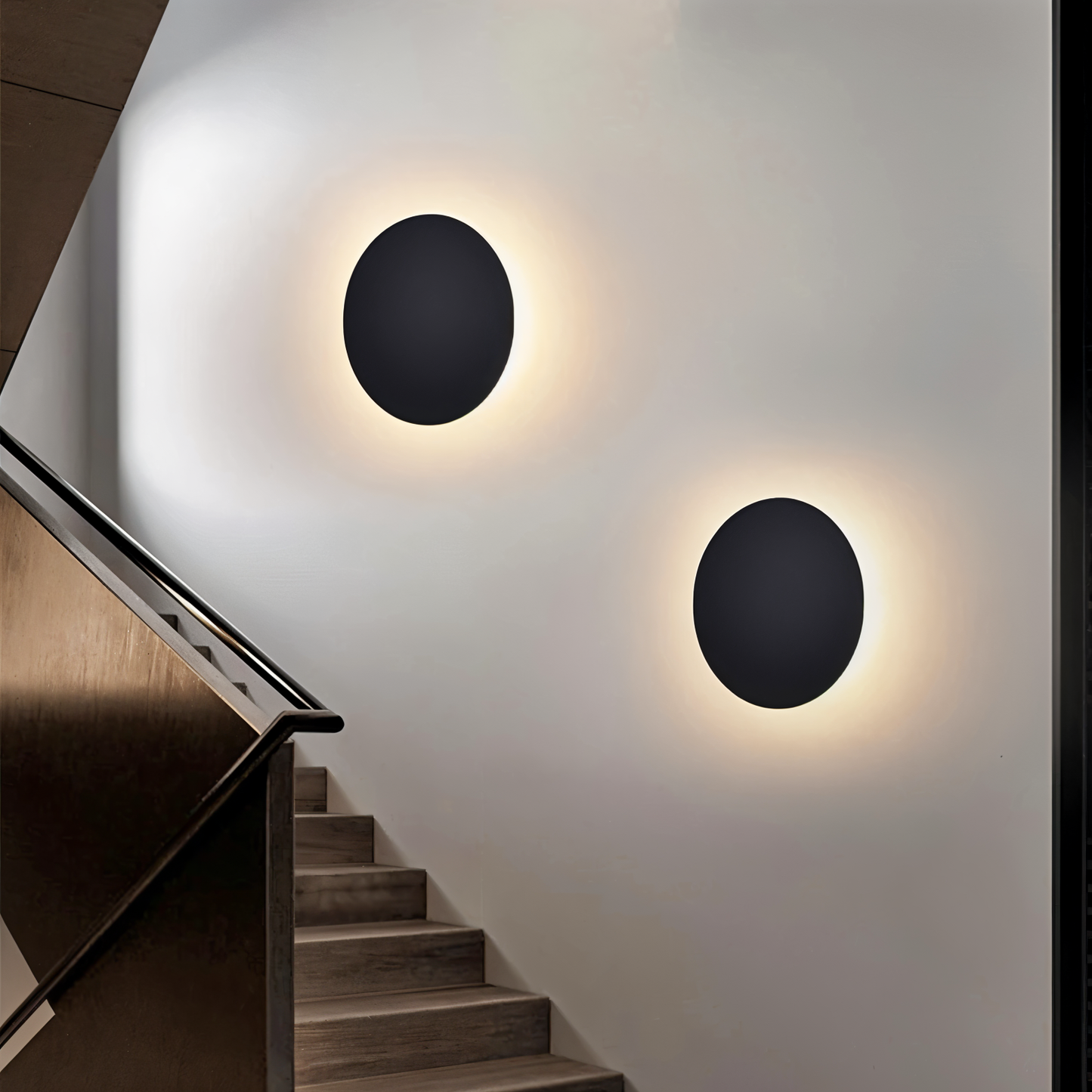 Frendorf | FullHalo Wandleuchte - Runde Schwarz/Weiß/Gold Metall LED Wandlampe - Modernes Wandlampen Design