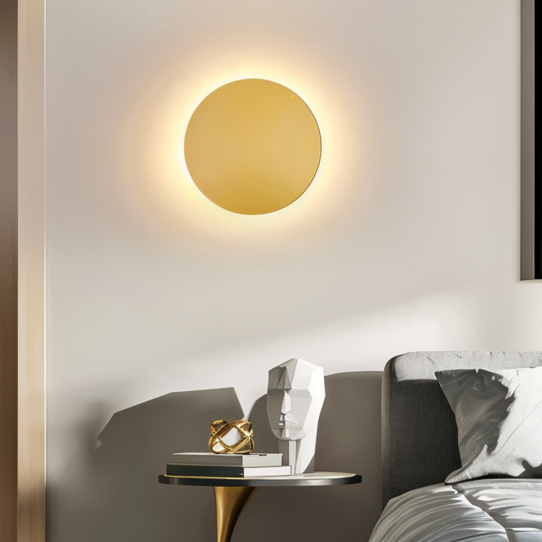 Frendorf | FullHalo Wandleuchte - Runde Schwarz/Weiß/Gold Metall LED Wandlampe - Modernes Wandlampen Design