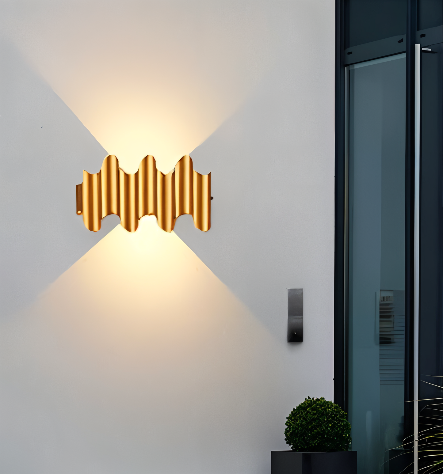 GlamWave Wandleuchte - Schwarz Gold Up Down Wandbeleuchtung - Moderne LED Wanddekoration Lampe