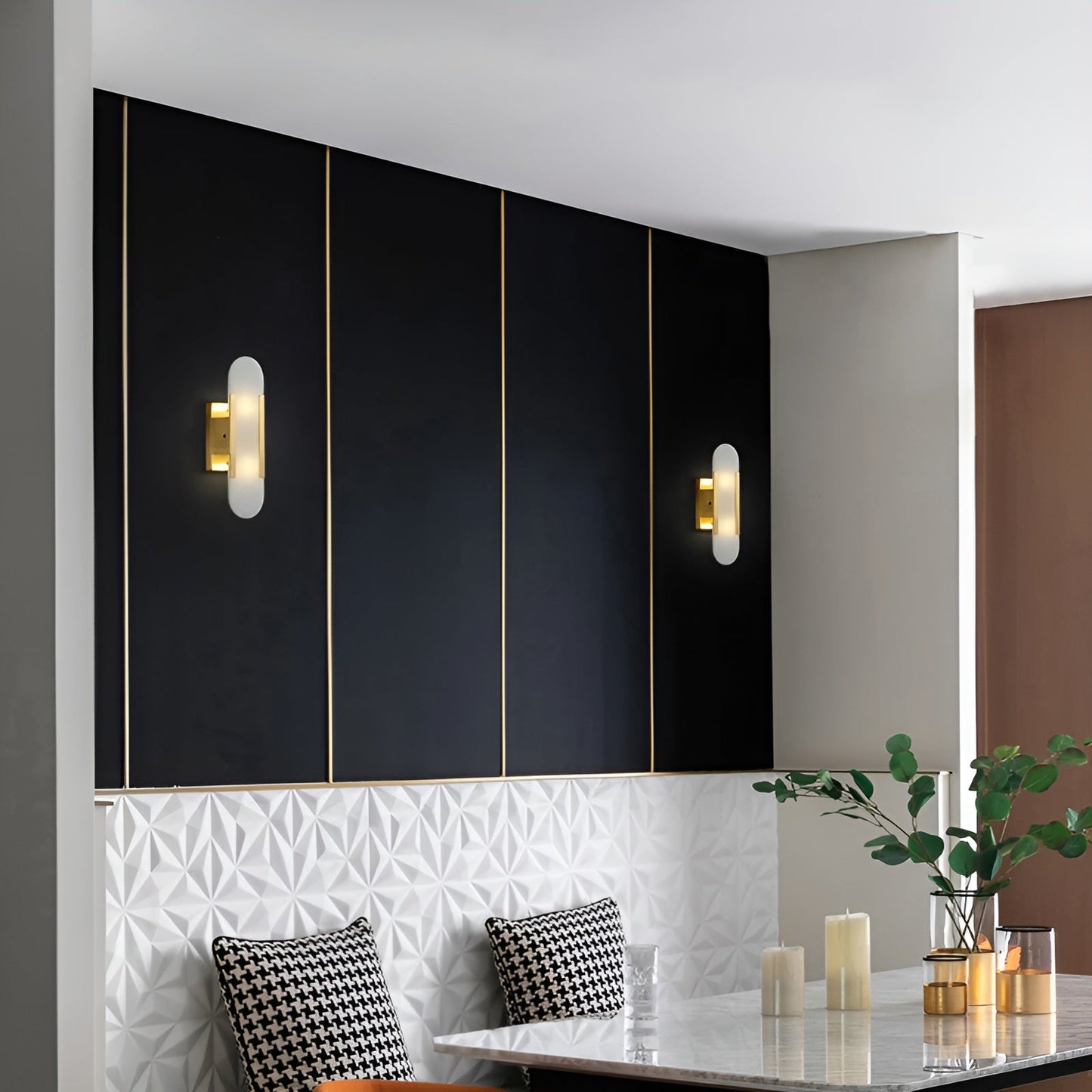 Frendorf | Lavish Alabaster Wandleuchte - Moderne Kupfer-Wandleuchte - LED-Wandleuchter