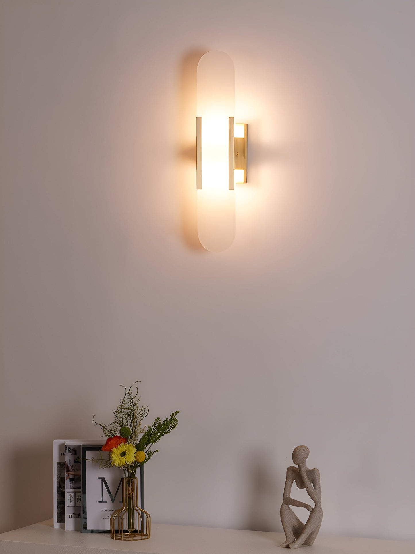 Frendorf | Lavish Alabaster Wandleuchte - Moderne Kupfer-Wandleuchte - LED-Wandleuchter