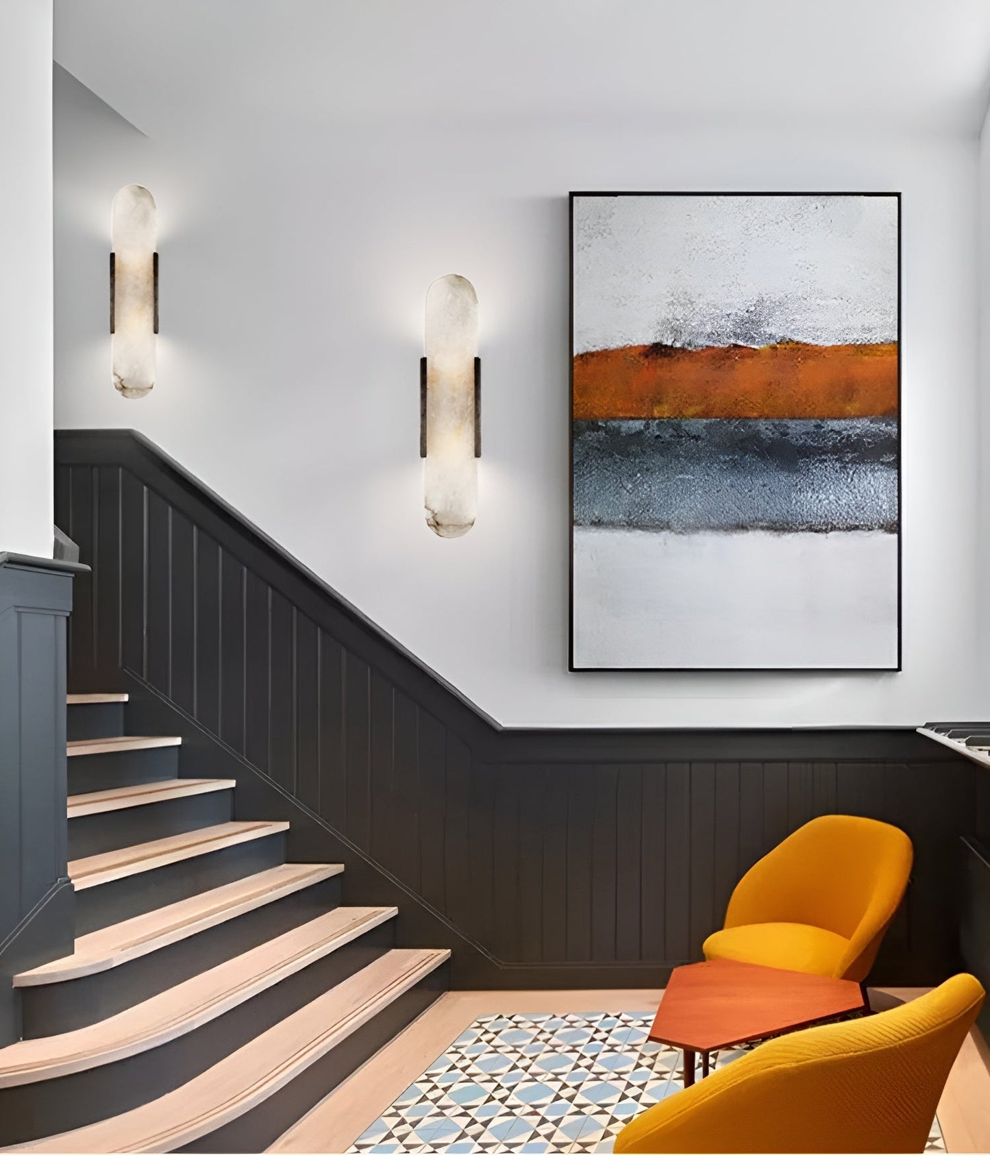 Frendorf | Lavish Alabaster Wandleuchte - Moderne Kupfer-Wandleuchte - LED-Wandleuchter