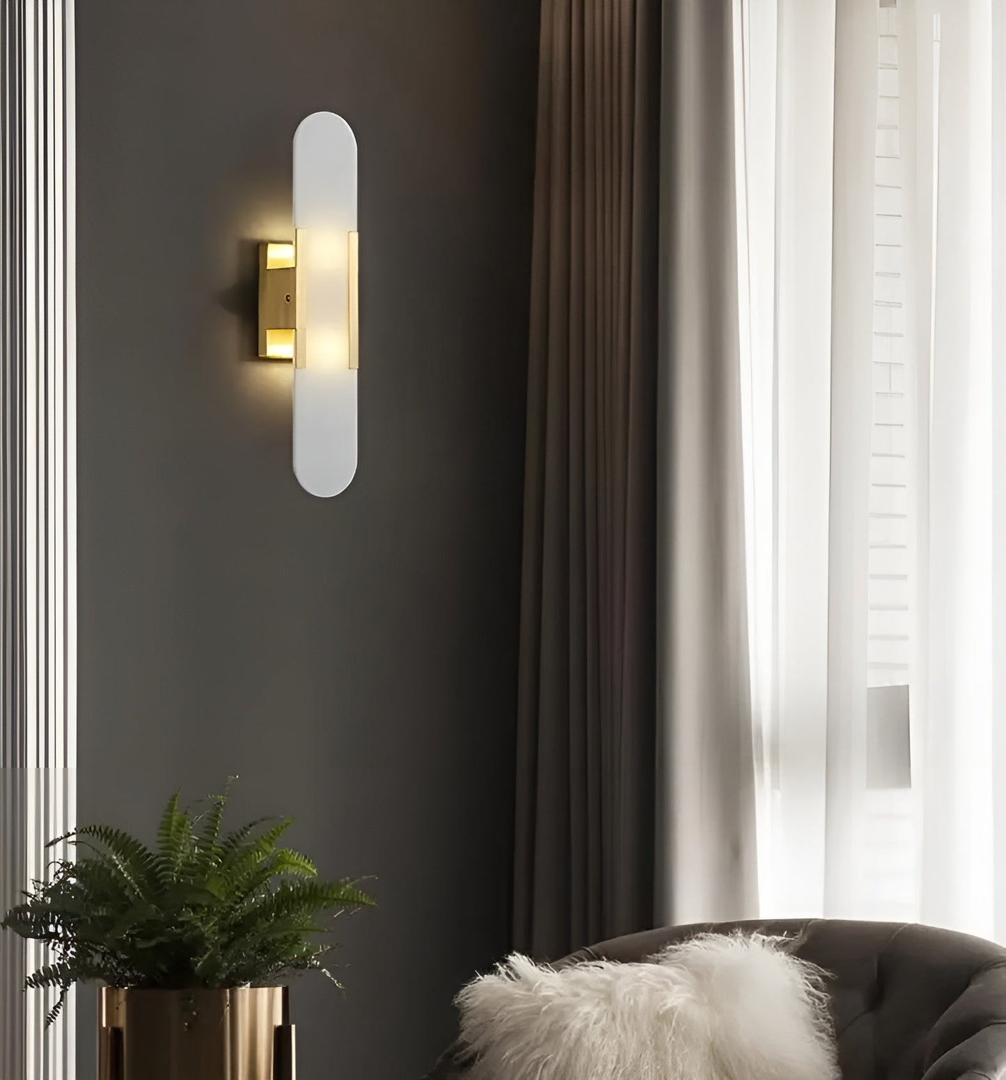 Frendorf | Lavish Alabaster Wandleuchte - Moderne Kupfer-Wandleuchte - LED-Wandleuchter