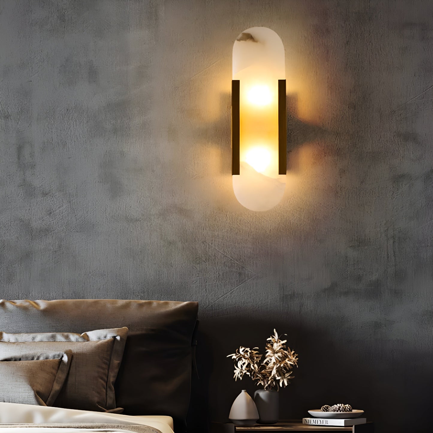Frendorf | Lavish Alabaster Wandleuchte - Moderne Kupfer-Wandleuchte - LED-Wandleuchter
