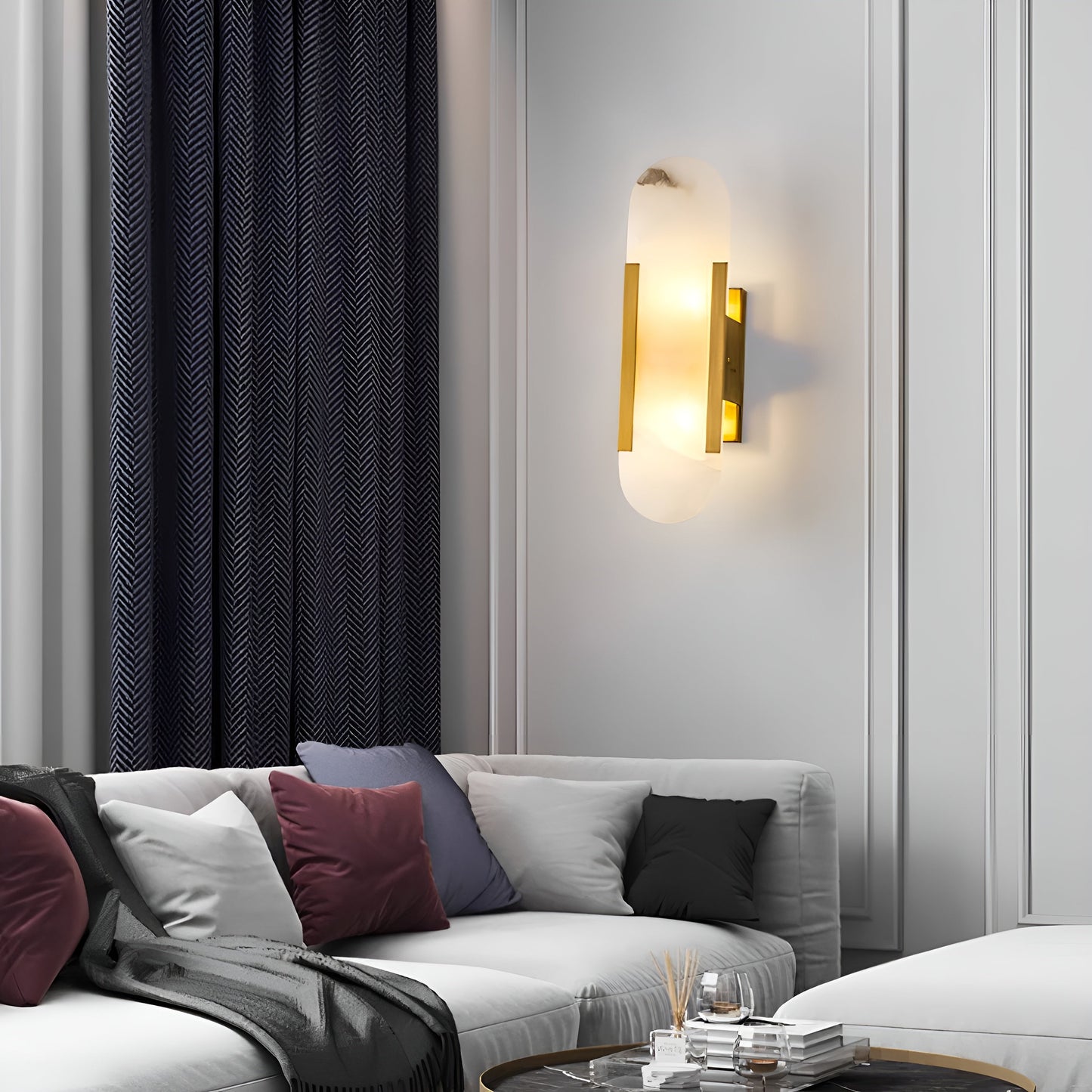 Frendorf | Lavish Alabaster Wandleuchte - Moderne Kupfer-Wandleuchte - LED-Wandleuchter