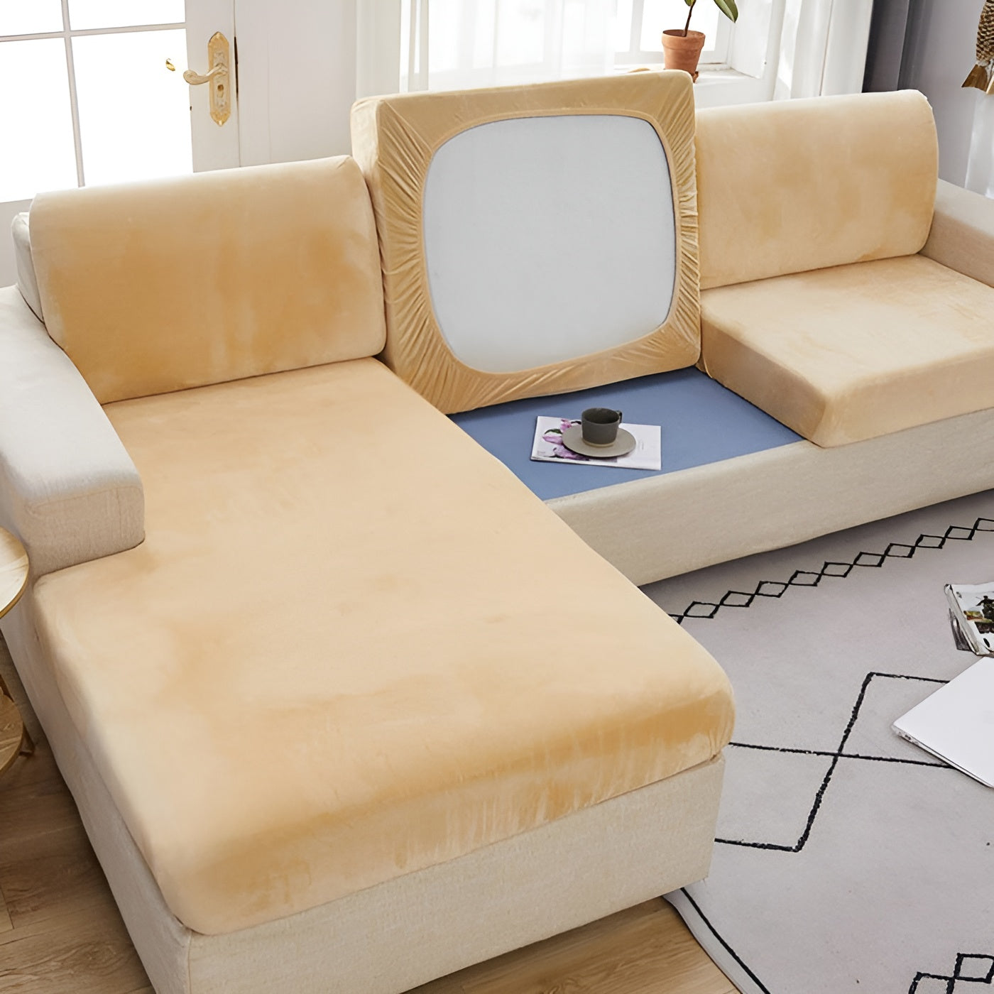 Samt Sofabezug - Glatter Ultra-Stretch Sofabezug