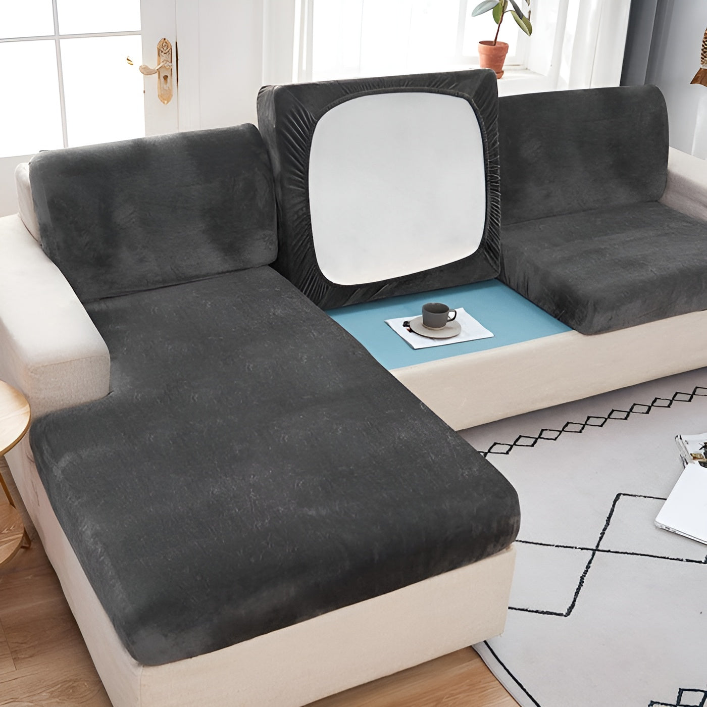 Samt Sofabezug - Glatter Ultra-Stretch Sofabezug