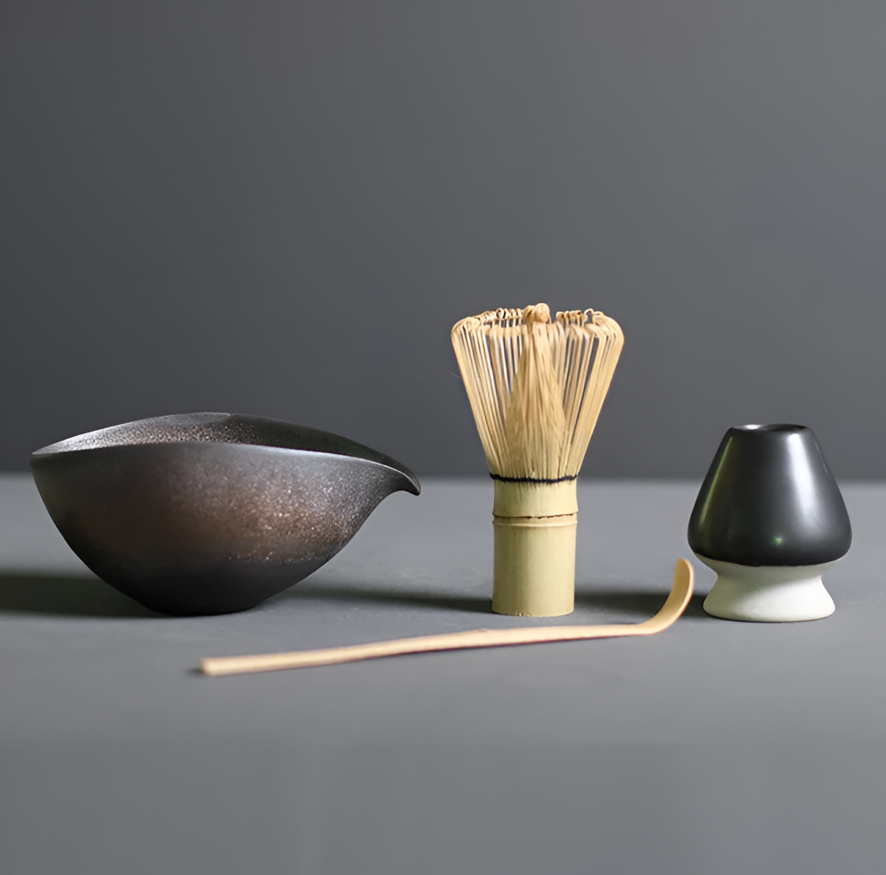 Frendorf | LuxuTea Wares - 4 Stück Bambus Keramik Japanisch Matcha Set
