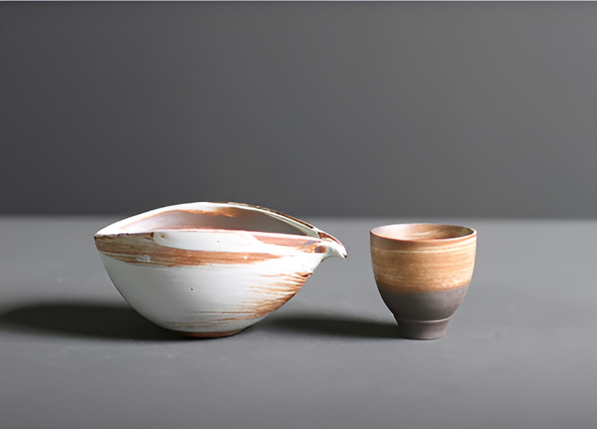 Frendorf | LuxuTea Wares - 4 Stück Bambus Keramik Japanisch Matcha Set