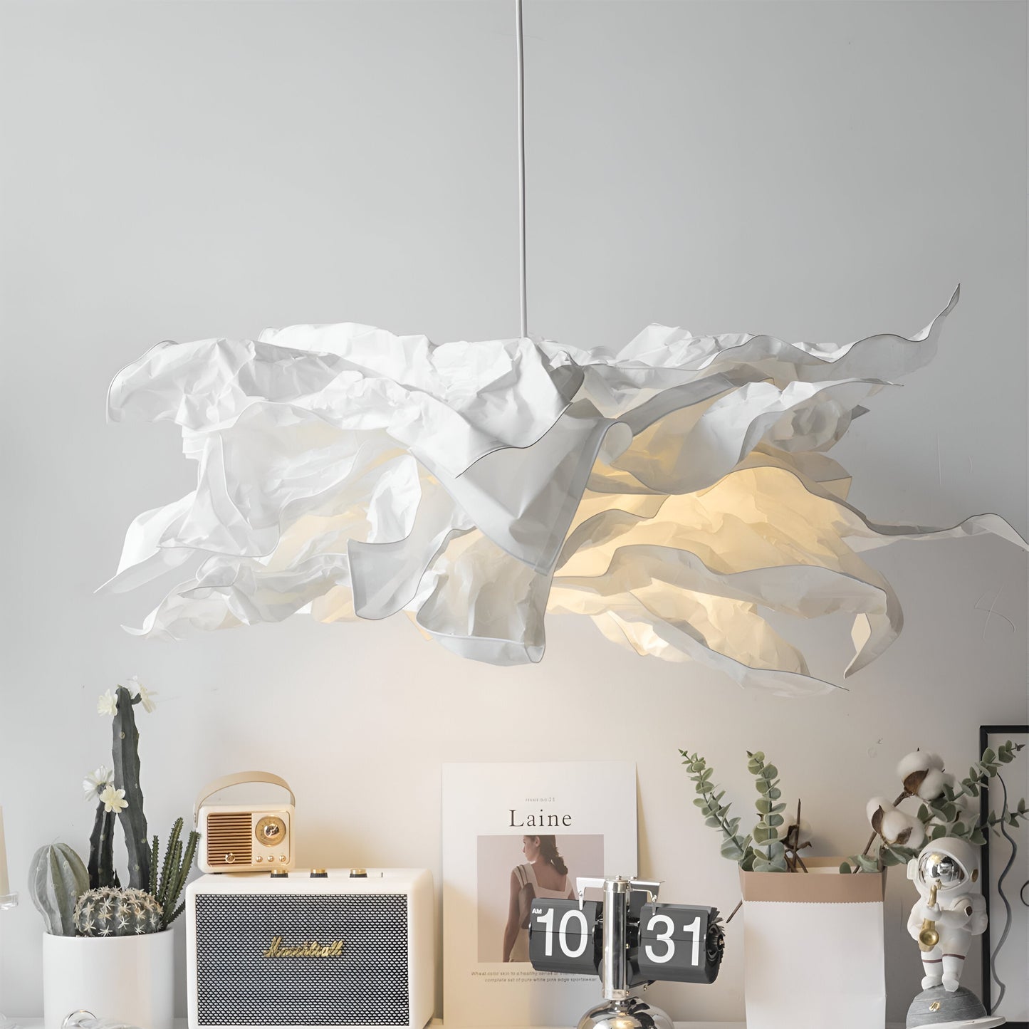Frendorf | ShadeGlow Anpassbare Pendelleuchte mit skulptiertem Papier-Schirmdesign
