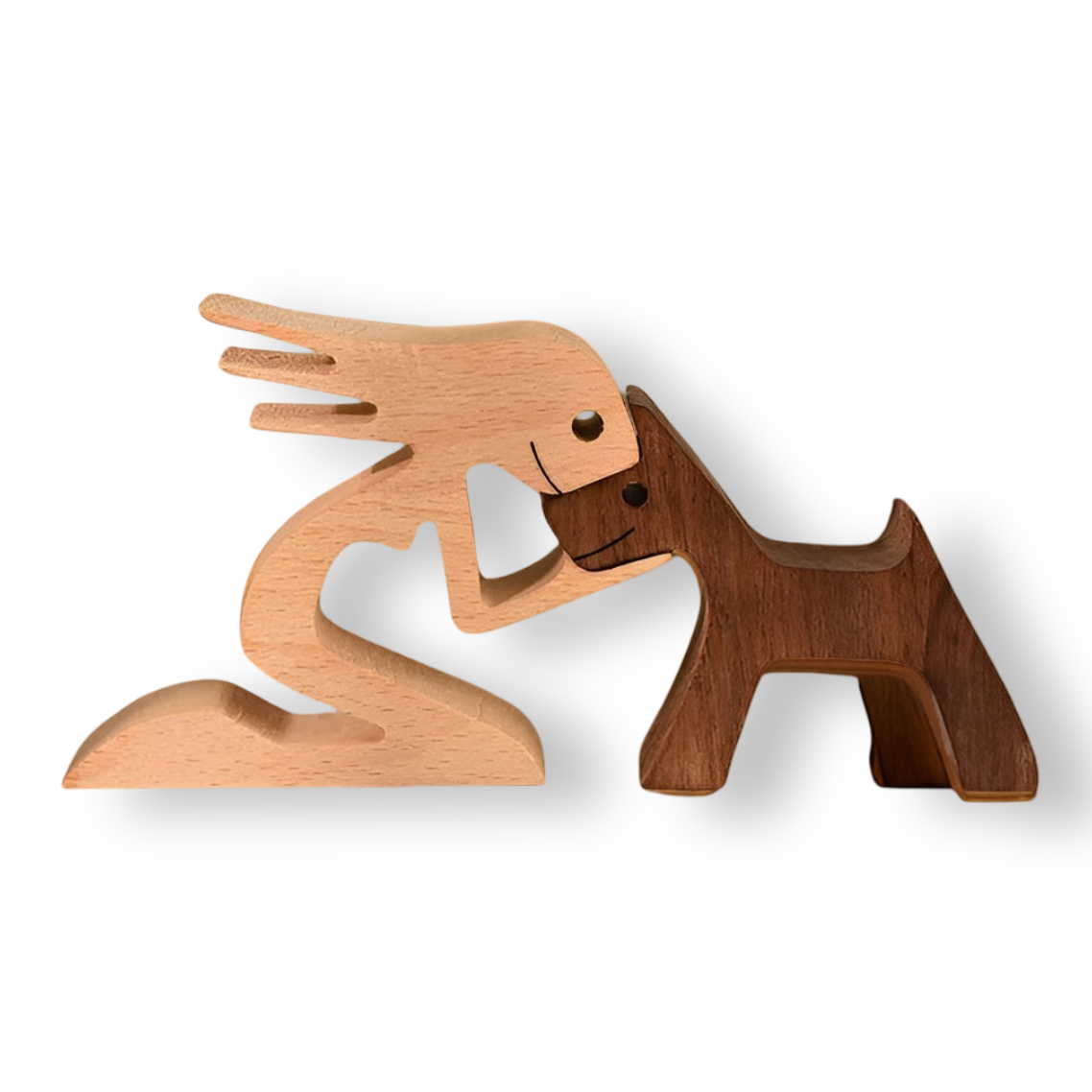 Frendorf | Paws of Love - Hund und Mensch Handgefertigte Holzskulptur - Symbol für ewige Bindung