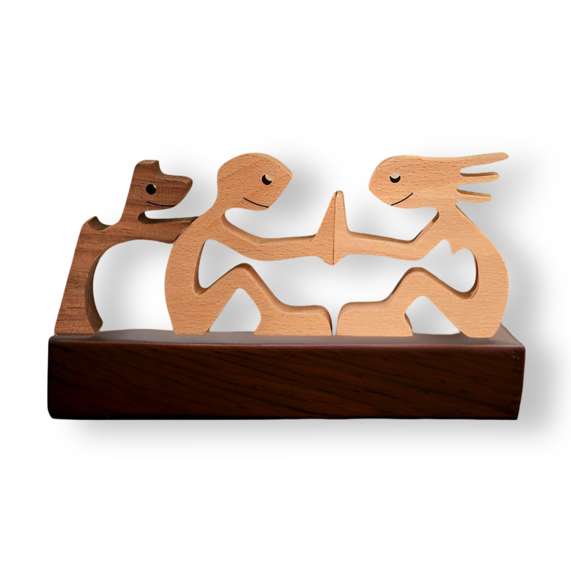 Frendorf | Paws of Love - Hund und Mensch Handgefertigte Holzskulptur - Symbol für ewige Bindung