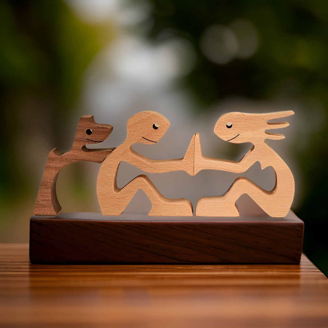 Paws of Love - Hund und Mensch Handgefertigte Holzskulptur - Symbol für ewige Bindung