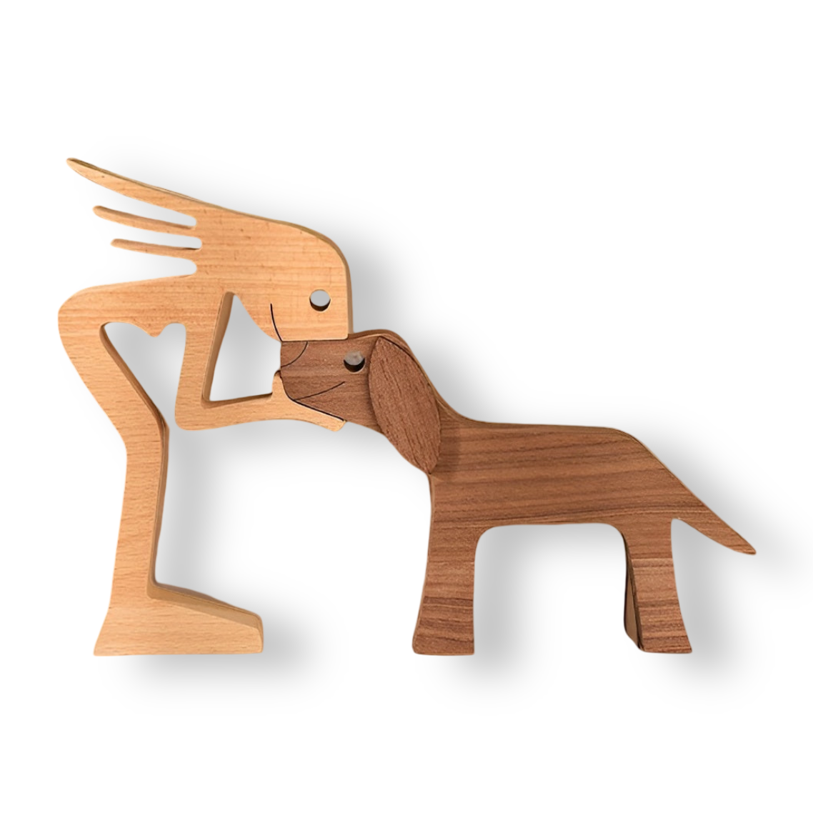 Frendorf | Paws of Love - Hund und Mensch Handgefertigte Holzskulptur - Symbol für ewige Bindung