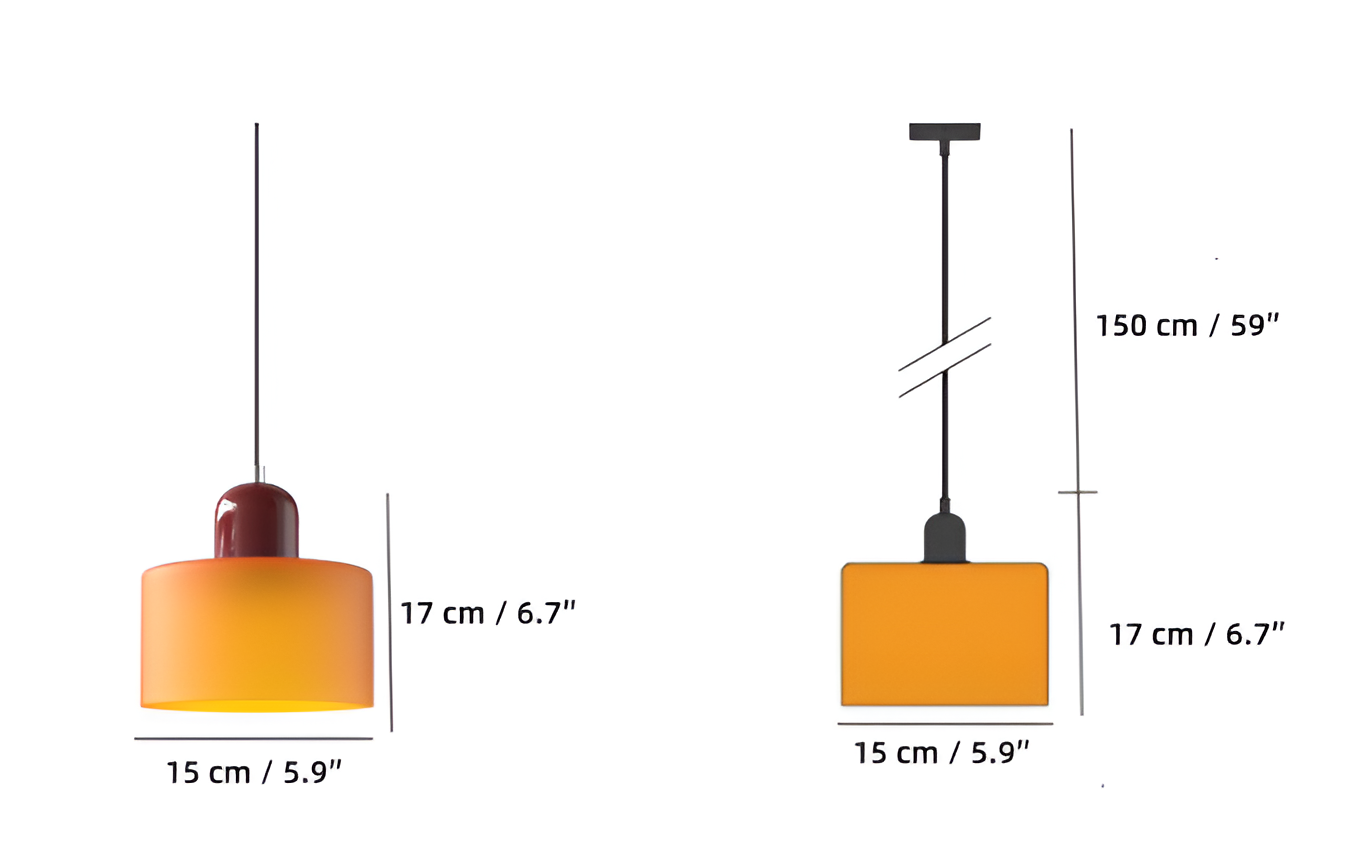 Frendorf | RadiantCyl Pendelleuchte -  Bunte Mini Zylindrische Glas Hängelampe
