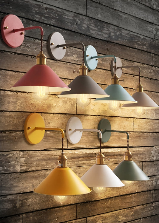 Retro Vintage Wandlampe - Vintage-inspirierte Kegel Metall Wandlampe