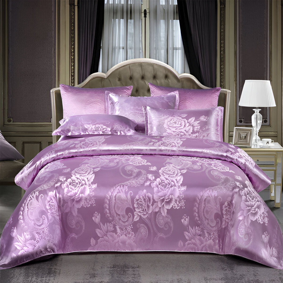 Frendorf | Satin Splendor Bettdecke - Bettbezug Satin - Premium Jacquard Bettwäsche - Europäisches Bettwäscheset