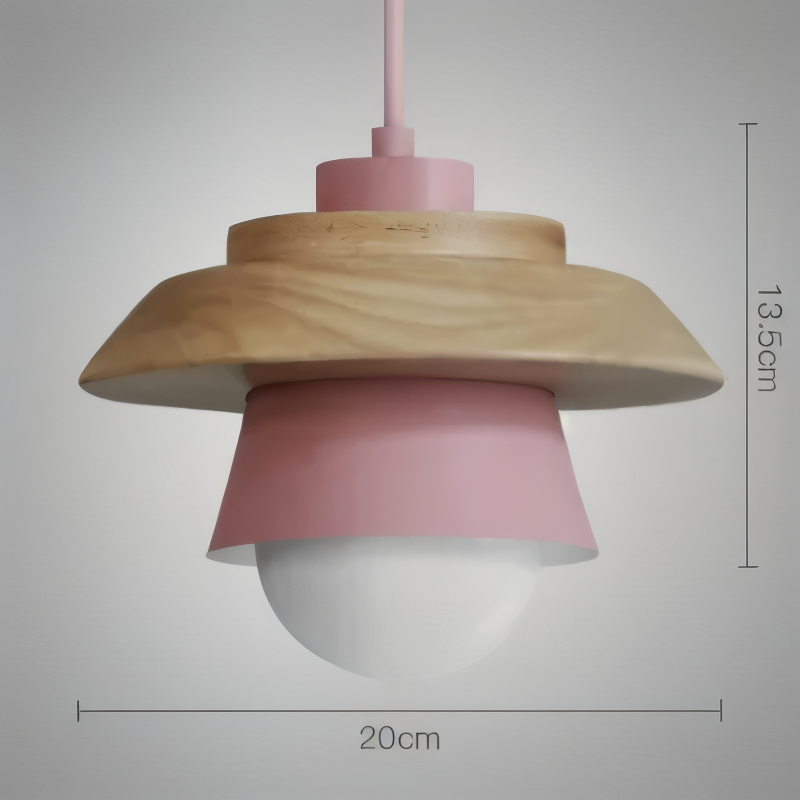 Frendorf | Scandi Pendelleuchte - Nordisches Holz & Metall Macaron LED Hängelampe