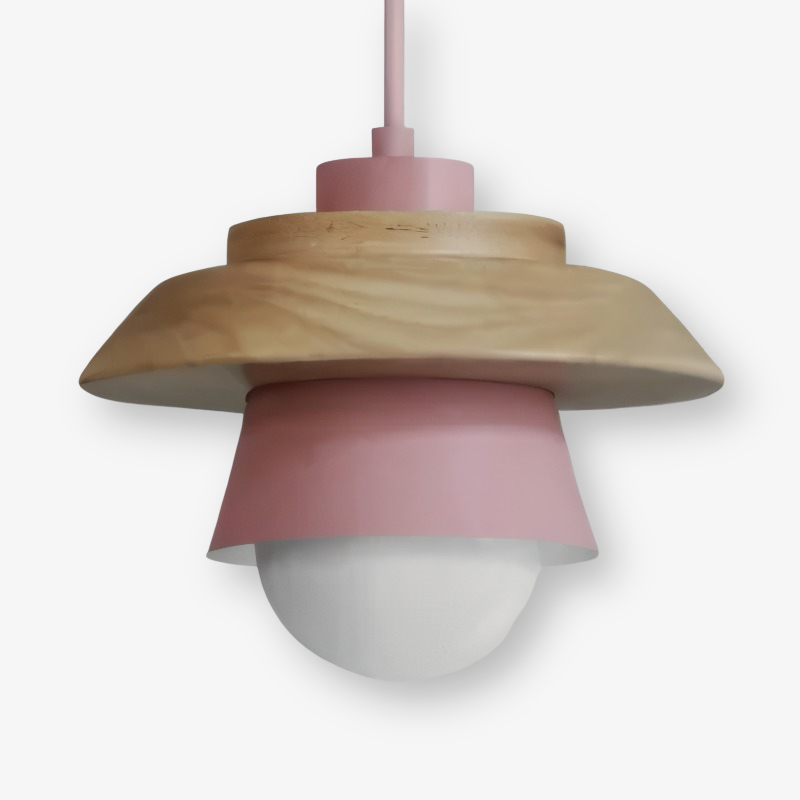 Frendorf | Scandi Pendelleuchte - Nordisches Holz & Metall Macaron LED Hängelampe