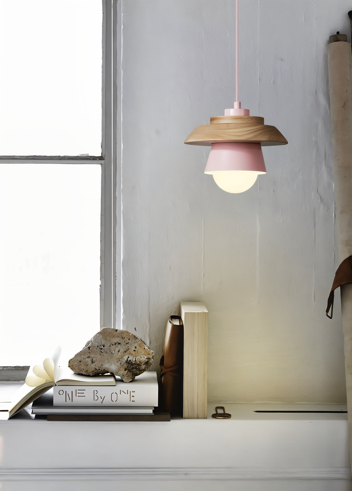 Frendorf | Scandi Pendelleuchte - Nordisches Holz & Metall Macaron LED Hängelampe