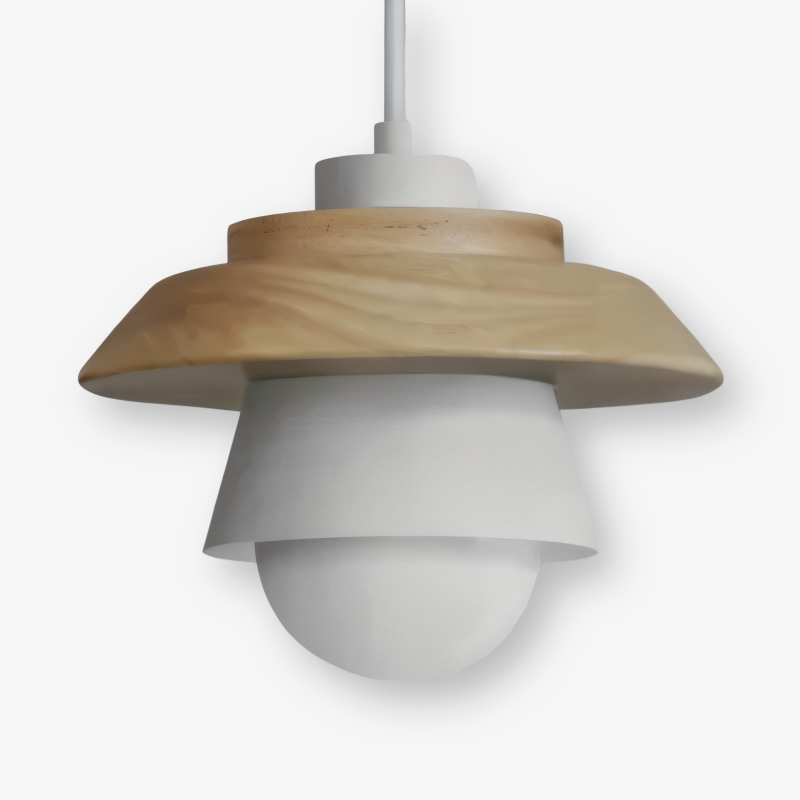 Frendorf | Scandi Pendelleuchte - Nordisches Holz & Metall Macaron LED Hängelampe