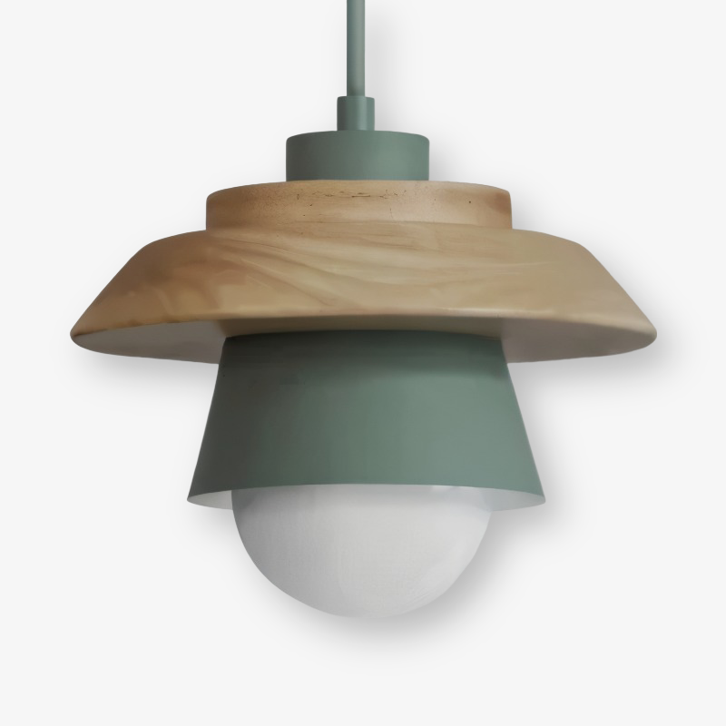 Frendorf | Scandi Pendelleuchte - Nordisches Holz & Metall Macaron LED Hängelampe