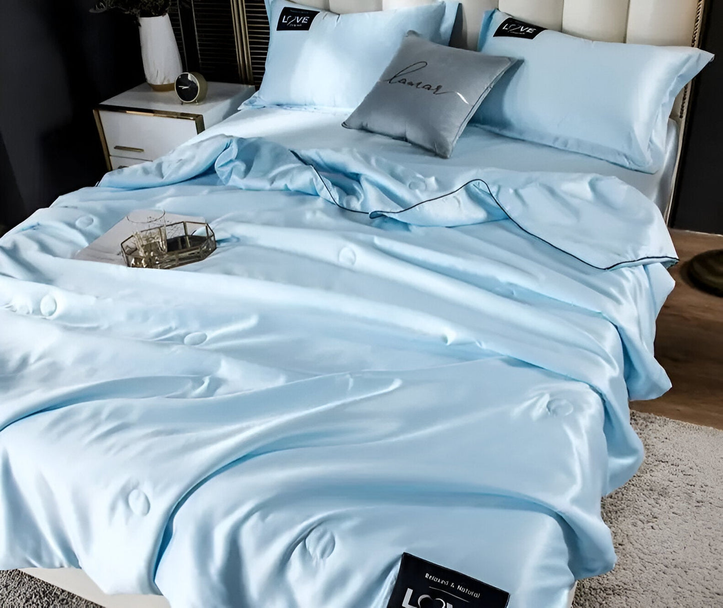 SilkyLux Bettdecke - Weiche & Atmungsaktive Satin Seiden Bettwäsche für Ganzjährigen Komfort