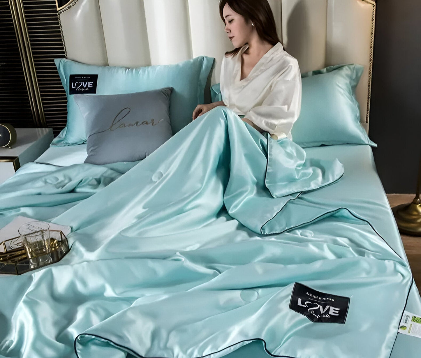 SilkyLux Bettdecke - Weiche & Atmungsaktive Satin Seiden Bettwäsche für Ganzjährigen Komfort