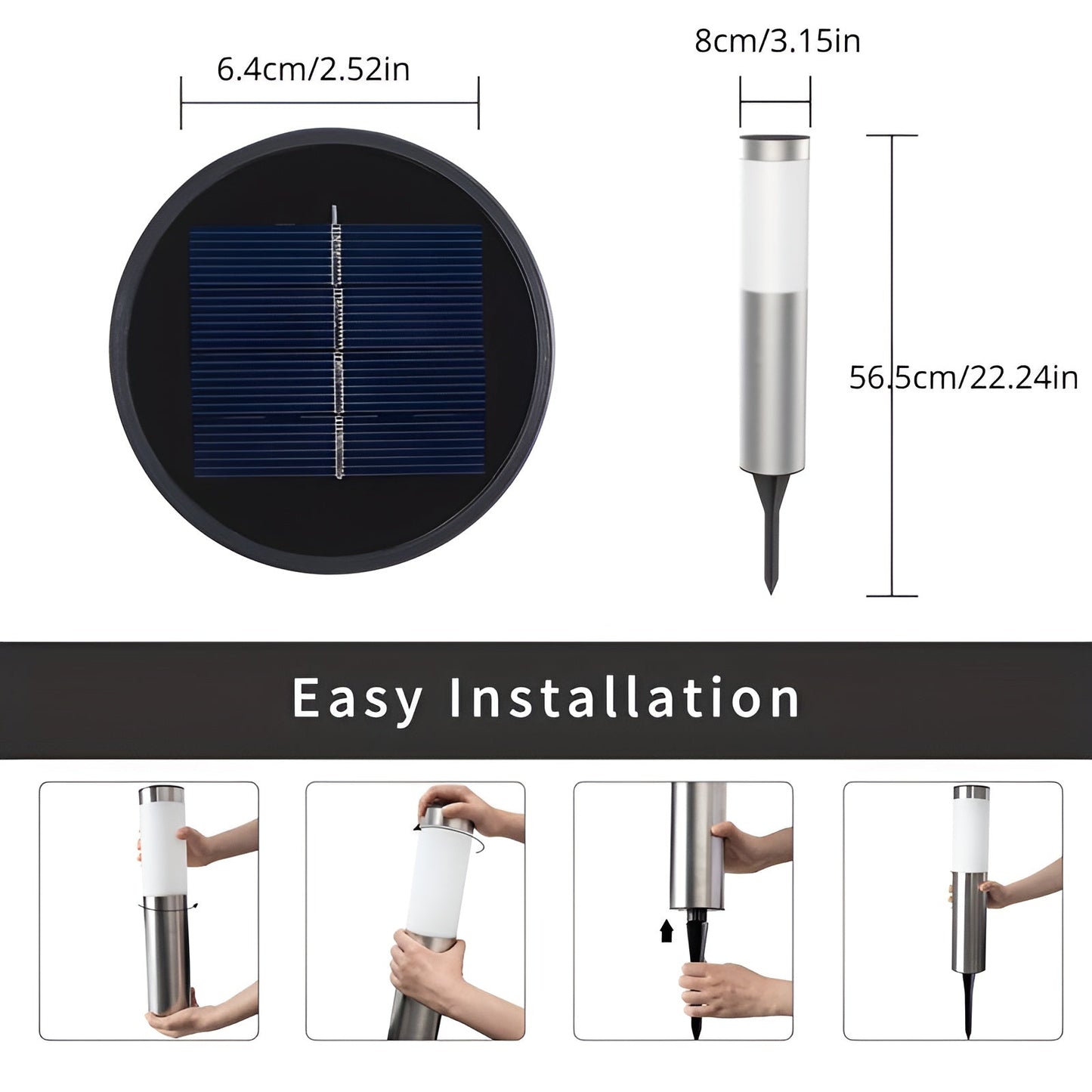 SolarShimmer - Edelstahl-Solar-Post-Leuchten Außenlampe