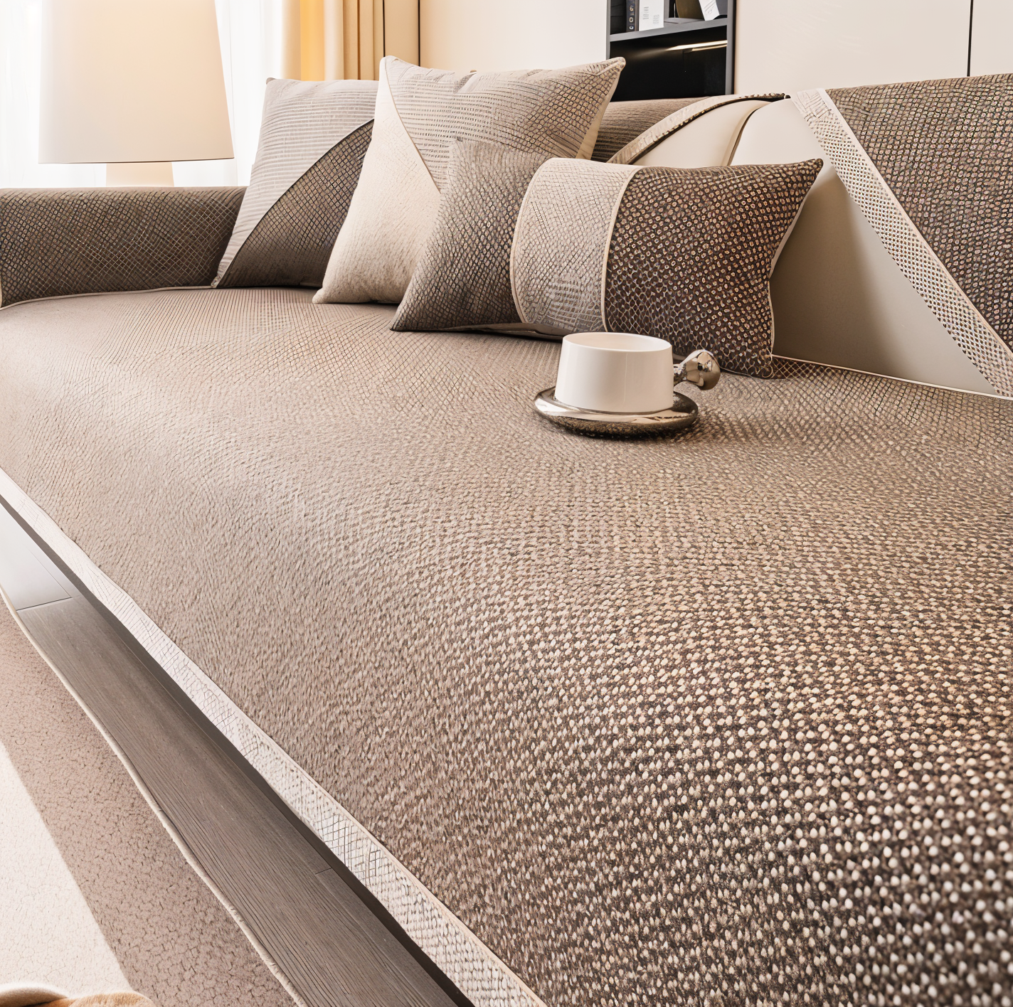 Solide Plain Sofabezug - Langlebige Baumwolle & Leinen Polyester Rutschfest Couchbezug
