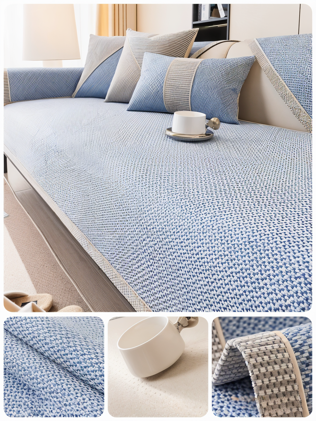 Solide Plain Sofabezug - Langlebige Baumwolle & Leinen Polyester Rutschfest Couchbezug