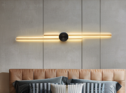 Frendorf | StripCop Wandleuchte - Gold Schwarz Linear Wandleuchte - Wandleuchte Design - Kupfer Wandleuchten LED