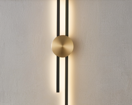 Frendorf | StripCop Wandleuchte - Gold Schwarz Linear Wandleuchte - Wandleuchte Design - Kupfer Wandleuchten LED