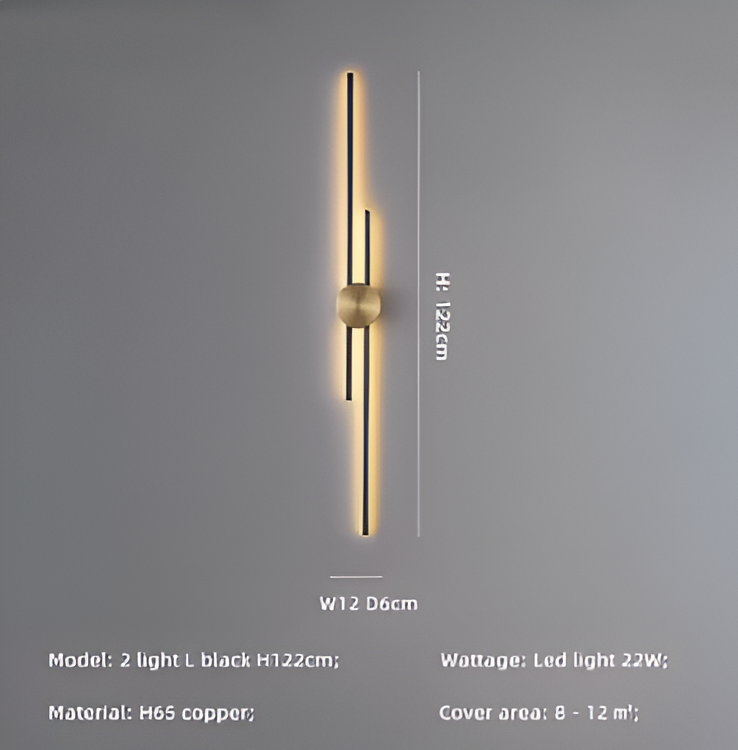 Frendorf | StripCop Wandleuchte - Gold Schwarz Linear Wandleuchte - Wandleuchte Design - Kupfer Wandleuchten LED