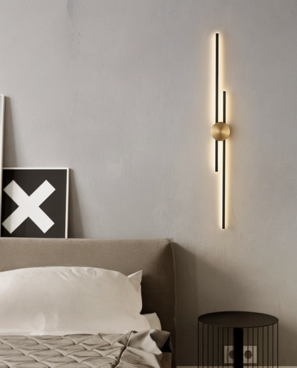 Frendorf | StripCop Wandleuchte - Gold Schwarz Linear Wandleuchte - Wandleuchte Design - Kupfer Wandleuchten LED