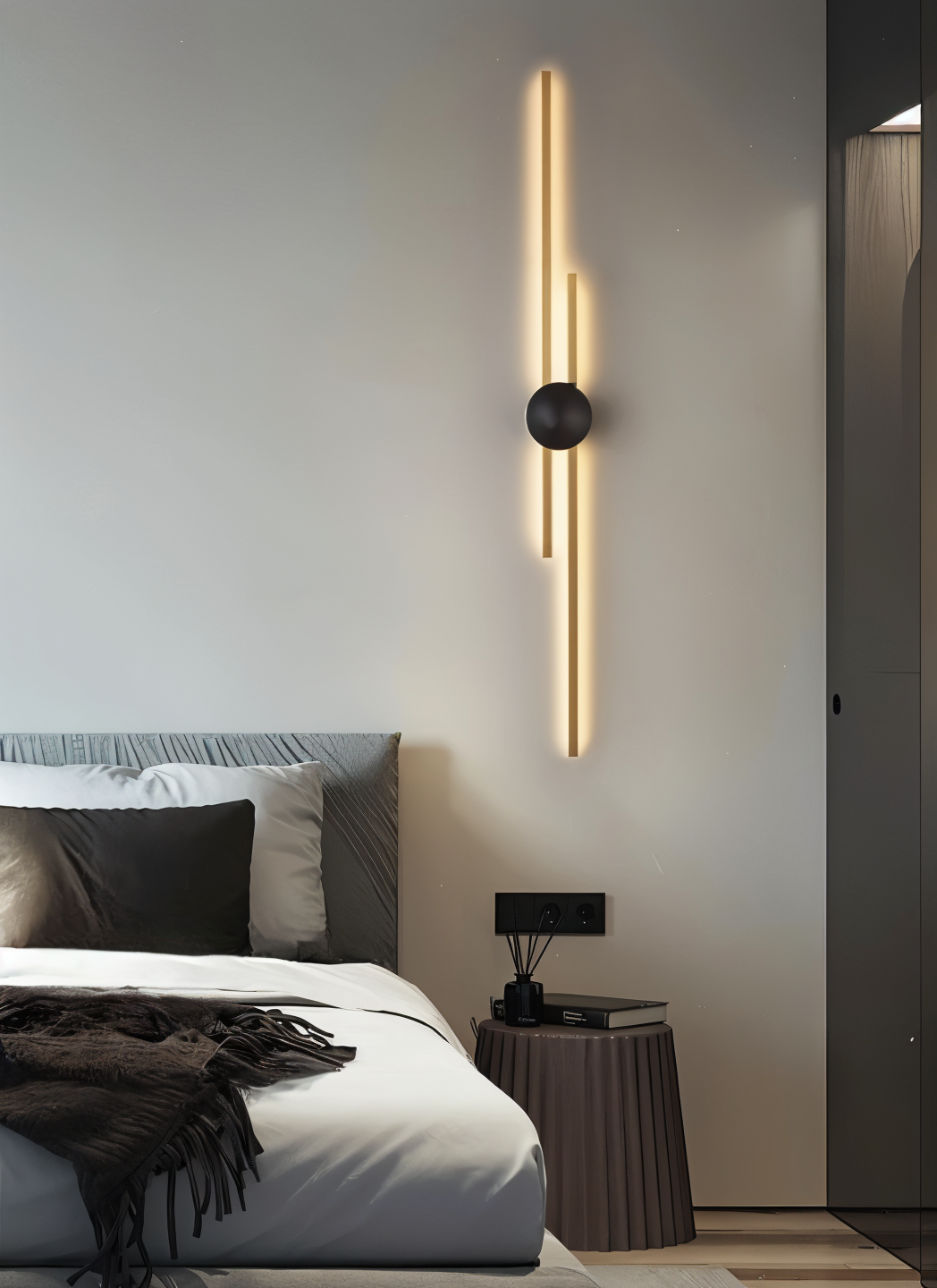 Frendorf | StripCop Wandleuchte - Gold Schwarz Linear Wandleuchte - Wandleuchte Design - Kupfer Wandleuchten LED