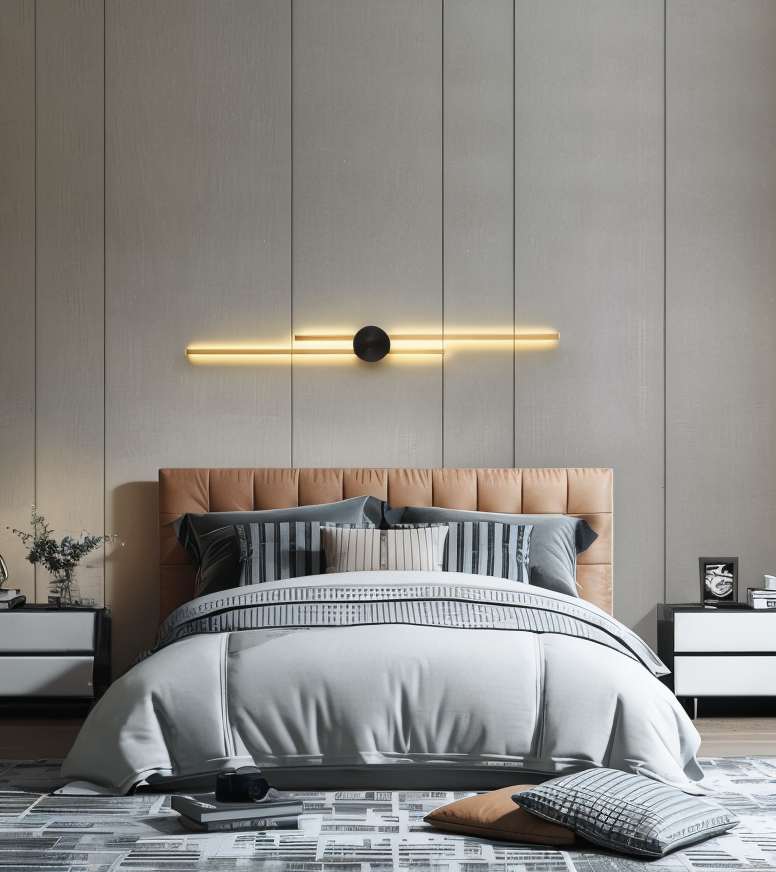 Frendorf | StripCop Wandleuchte - Gold Schwarz Linear Wandleuchte - Wandleuchte Design - Kupfer Wandleuchten LED