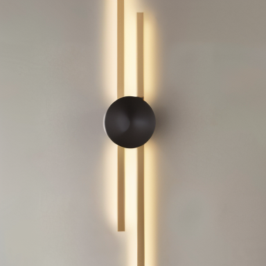 Frendorf | StripCop Wandleuchte - Gold Schwarz Linear Wandleuchte - Wandleuchte Design - Kupfer Wandleuchten LED