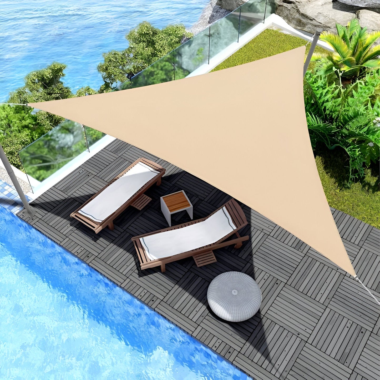 Frendorf | TriBlocker Sonnensegel - Wasserdichtes Dreieckiges Sonnensegel - Tragbares UV-Sonnenschutzschild