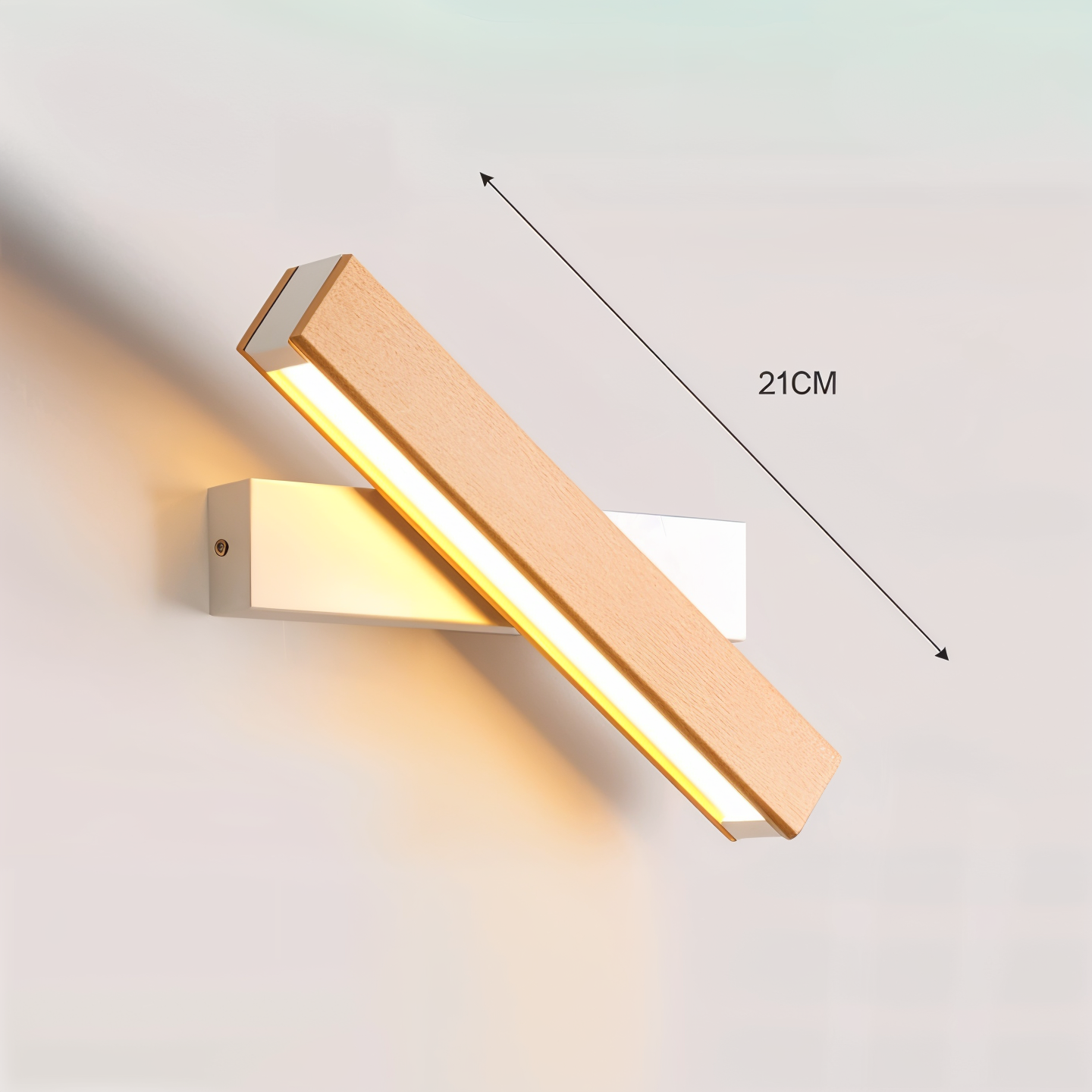 TwistLED Wandlampe - 360° drehbare rechteckige LED-Wandlampe aus Holz