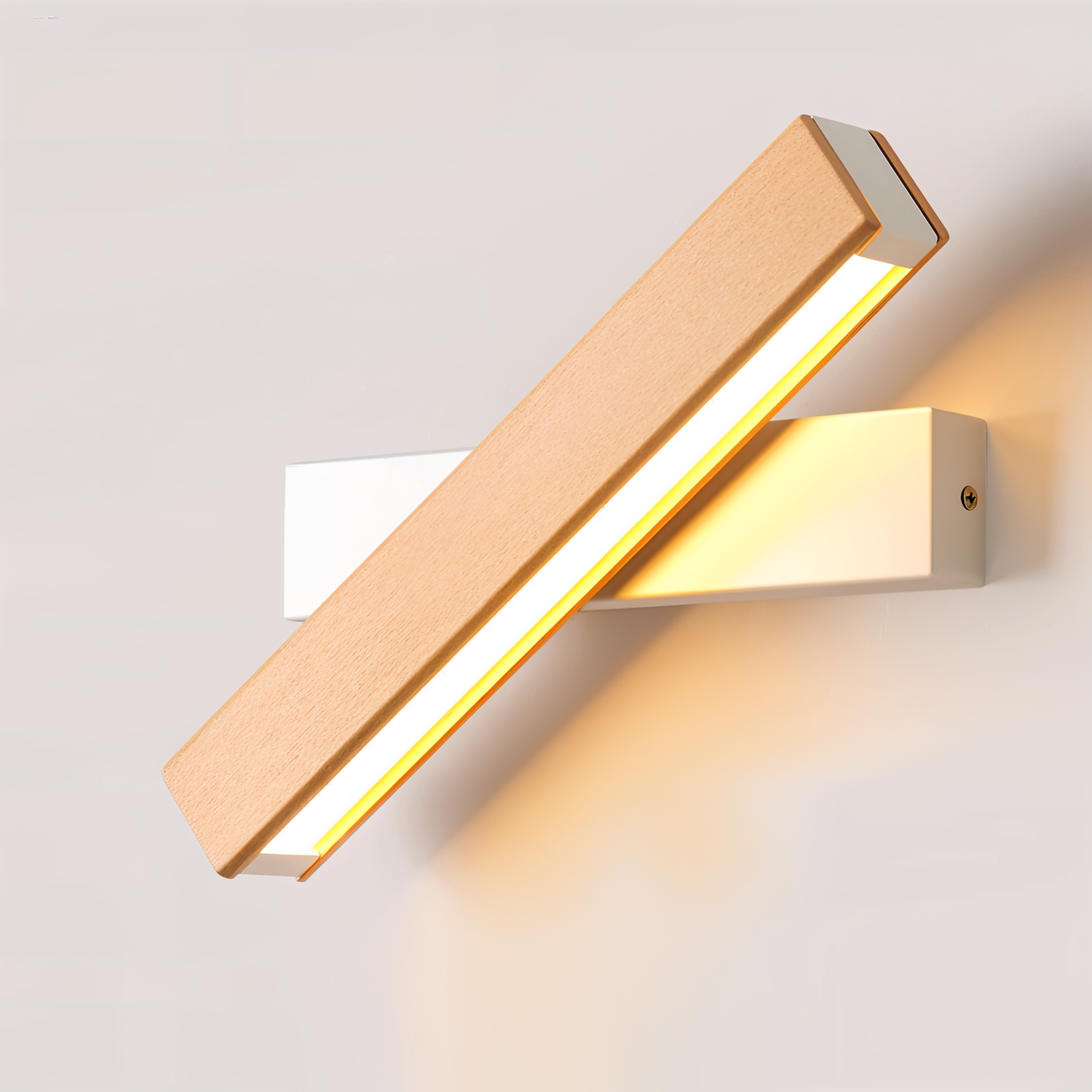 TwistLED Wandlampe - 360° drehbare rechteckige LED-Wandlampe aus Holz