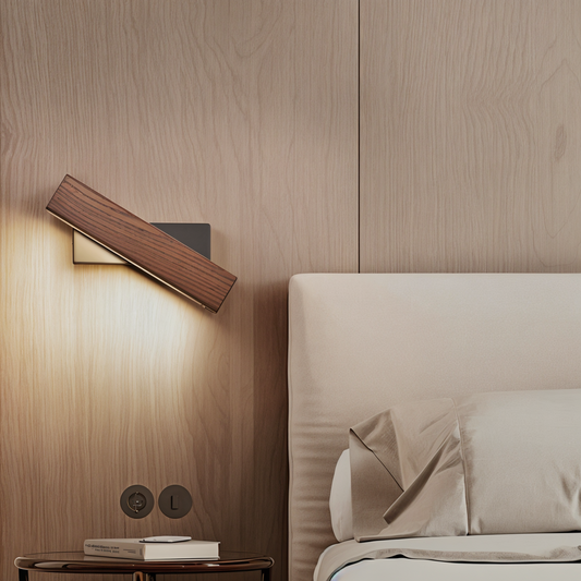 TwistLED Wandlampe - 360° drehbare rechteckige LED-Wandlampe aus Holz