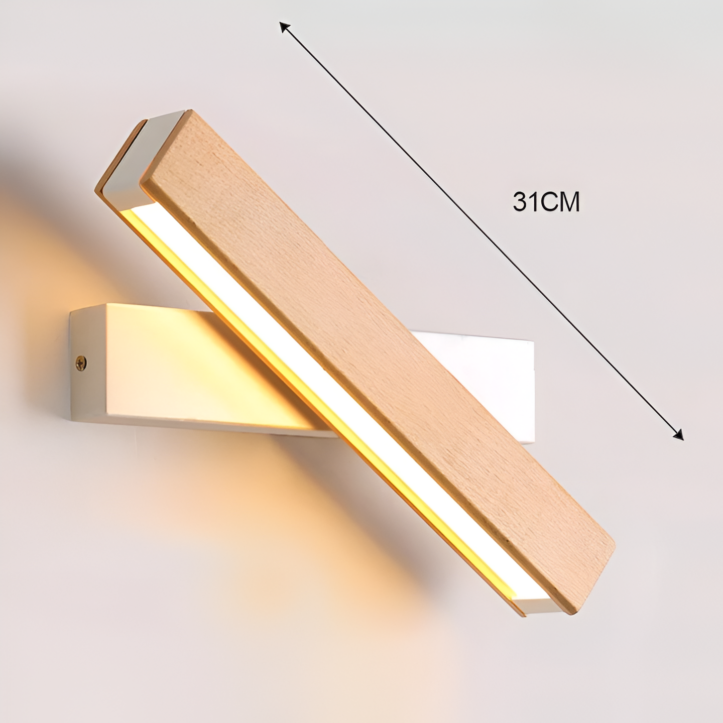 TwistLED Wandlampe - 360° drehbare rechteckige LED-Wandlampe aus Holz
